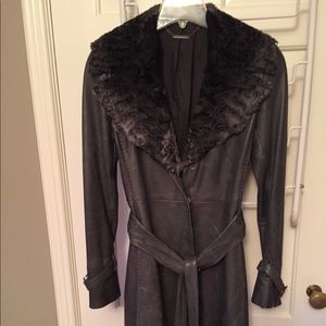 Elie Tahari- Long leather Jacket size XS/S